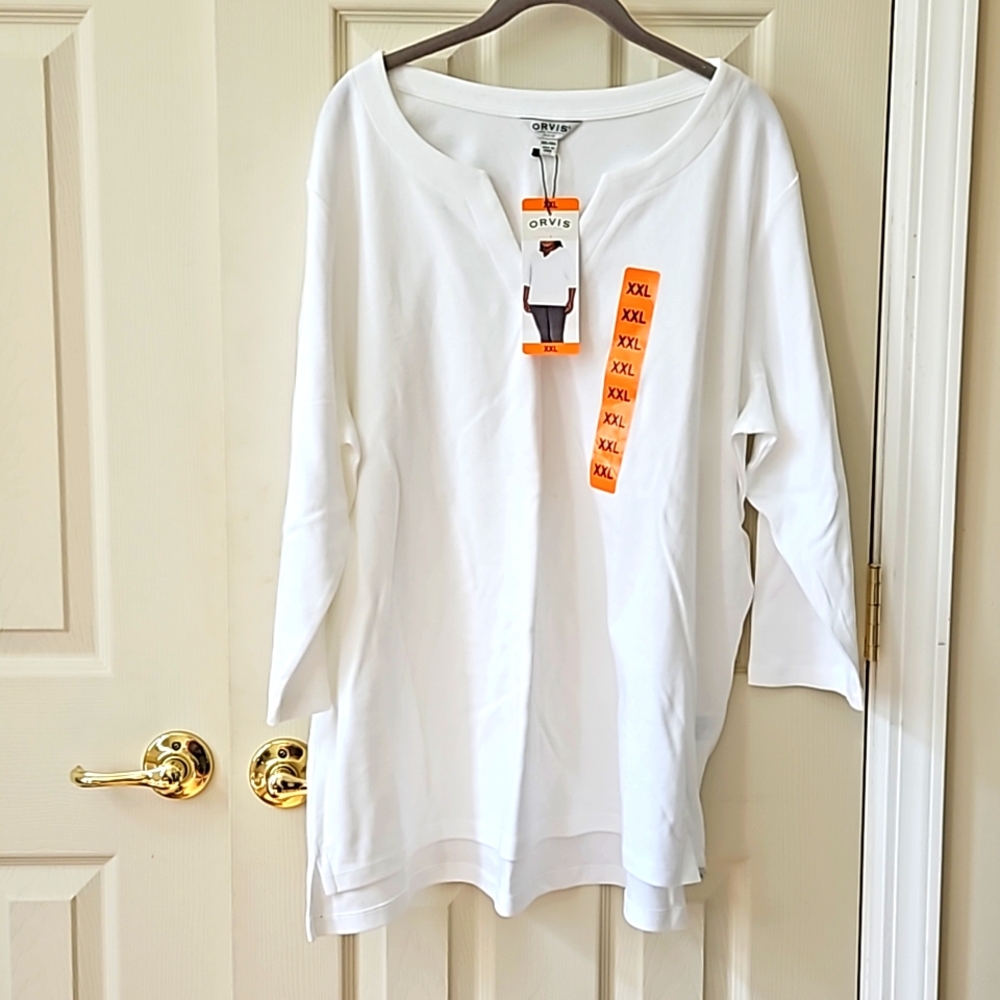 Orvis white 3/4 length sleeve